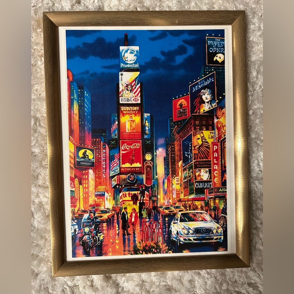 Vibrant NYC Art Print in Gold Frame